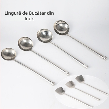 Lingură din oțel inoxidabil pentru servire și gătit, mâner lung, design îngroșat, potrivită pentru supă și sotare