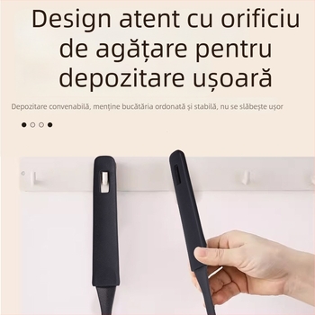 Set din fier pentru bucătărie: spatulă și lingură cu lamă îngroșată, mâner moale, protecție împotriva arsurilor