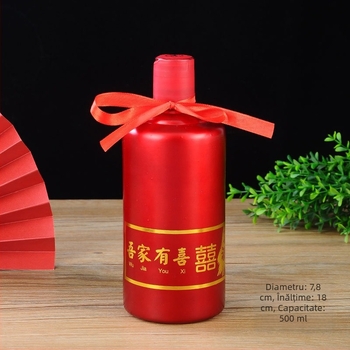 Sticlă de vin pentru nuntă cu motivul Fericirii Dublate, design roșu pentru banchet, sticlă de înaltă calitate pentru băuturi albe, sticlă goală, set de 6