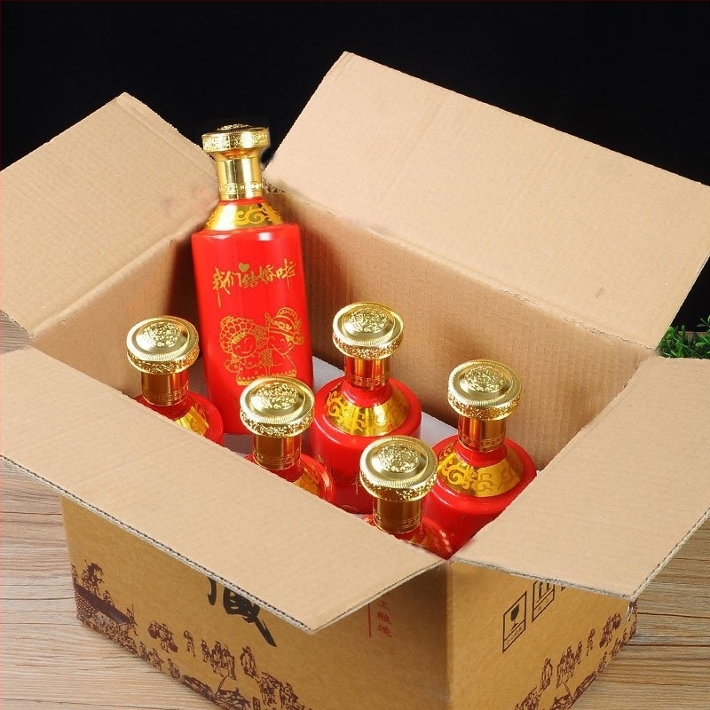 Sticlă de vin pentru nuntă cu motivul Fericirii Dublate, design roșu pentru banchet, sticlă de înaltă calitate pentru băuturi albe, sticlă goală, set de 6