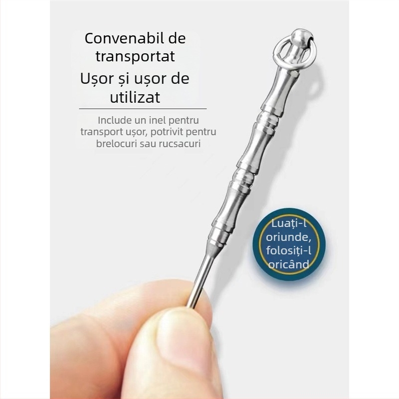 Linguriţă pentru urechi din aliaj de titan pentru bărbați și femei, instrument tradițional de curățare a urechilor, linguriță unică