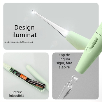 Set de curățare a urechilor pentru copii cu LED – lingurițe de urechi luminoase, cu pensetă și lupă