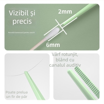 Set de curățare a urechilor pentru copii cu LED – lingurițe de urechi luminoase, cu pensetă și lupă