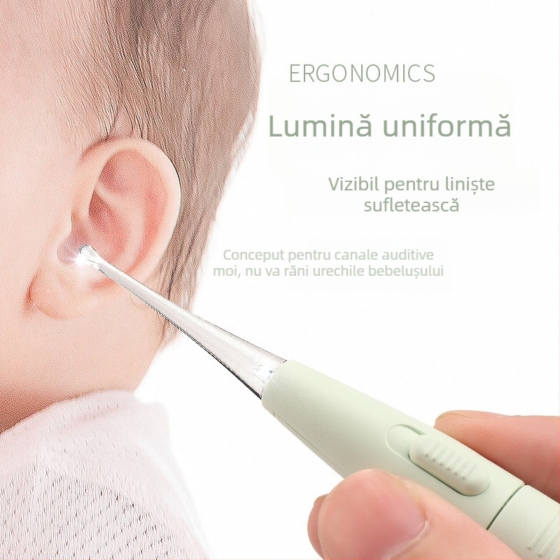 Set de curățare a urechilor pentru copii cu LED – lingurițe de urechi luminoase, cu pensetă și lupă