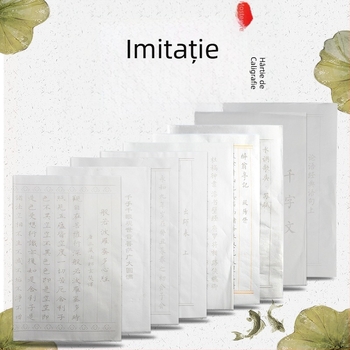 Biumi Caiet de Kaligrafie cu Pensulă pentru Mic Stil pe Hârtie Xuan – Trasare şi Copiere, Orchid Pavilion Preface şi Thousand Character Classic
