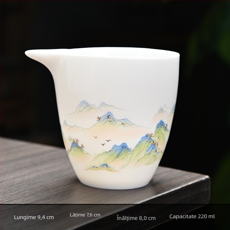 Set de ceai din porțelan alb cu motiv peisaj, stil chinezesc nou, pentru uz casnic, minimalist