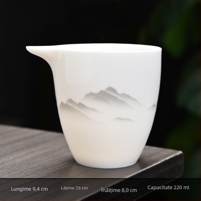 Set de ceai din porțelan alb cu motiv peisaj, stil chinezesc nou, pentru uz casnic, minimalist