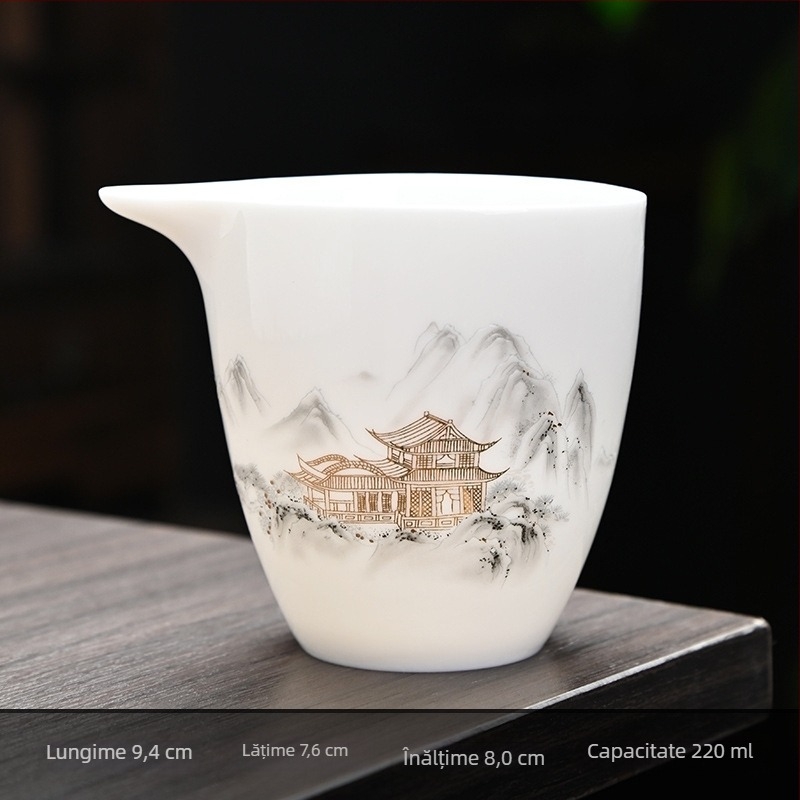 Set de ceai din porțelan alb cu motiv peisaj, stil chinezesc nou, pentru uz casnic, minimalist