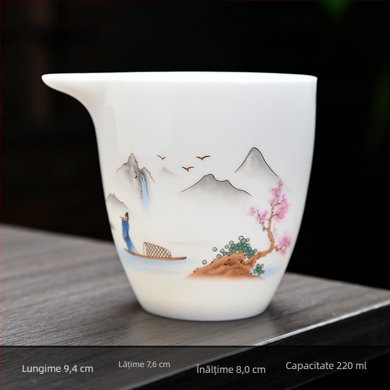 Set de ceai din porțelan alb cu motiv peisaj, stil chinezesc nou, pentru uz casnic, minimalist