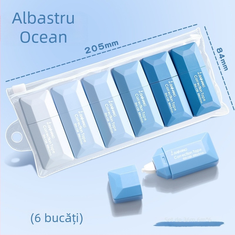 Bandă corectoare diamant, silențioasă și economică, stil Instagram și stil japonez, bandă drăguță la modă de corecție, rezistentă la căderi, set de 6 bucăți