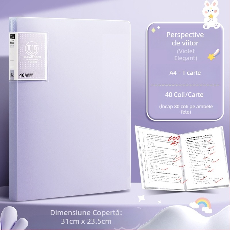 Dosar A4 pentru documente și foi de examen, din plastic, 30–100 de pagini, clemă 310, modelele 8900/8930/8940/8960/8980