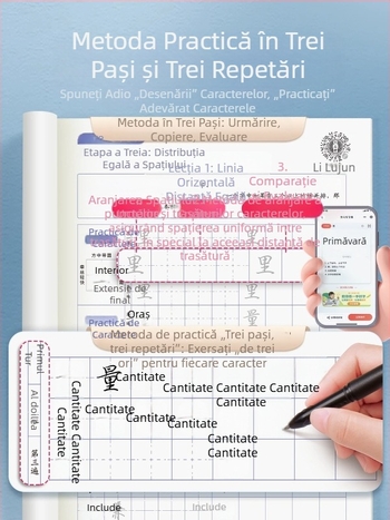 Liupingtang Carte de practică pentru caligrafie pentru adulți, în stil semi-cursiv — antrenament de control al scrierii cu stiloul dur