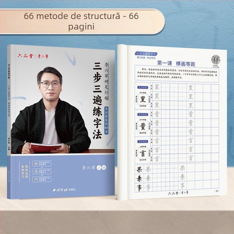 Liupingtang Carte de practică pentru caligrafie pentru adulți, în stil semi-cursiv — antrenament de control al scrierii cu stiloul dur