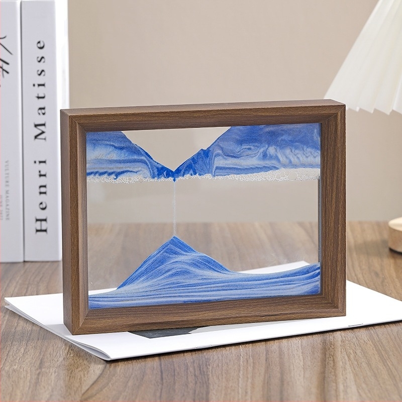 Decorațiune din sticlă: tablou minimalist cu nisip curgător, ramă foto pentru living și birou