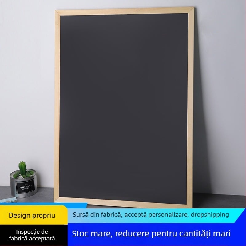 Tablă magnetică de scriere cu cadru din lemn, de agățat, verticală, pentru mesaje