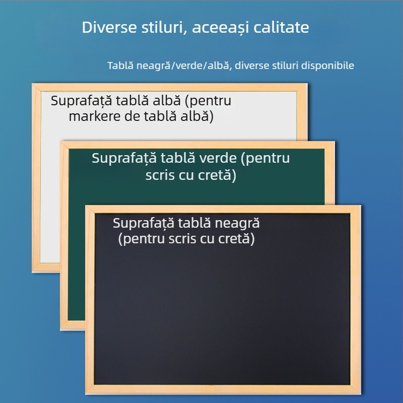 Tablă magnetică de scriere cu cadru din lemn, de agățat, verticală, pentru mesaje