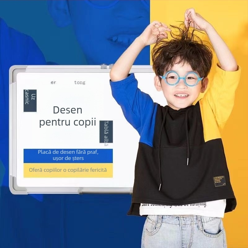 Tablă albă magnetică cu două fețe, pentru agățat, pentru învățământ la domiciliu
