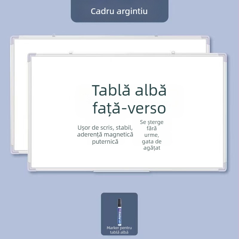 Tablă albă magnetică cu două fețe, pentru agățat, pentru învățământ la domiciliu