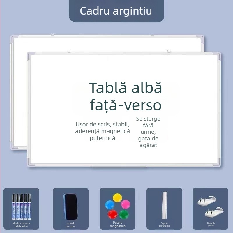 Tablă albă magnetică cu două fețe, pentru agățat, pentru învățământ la domiciliu