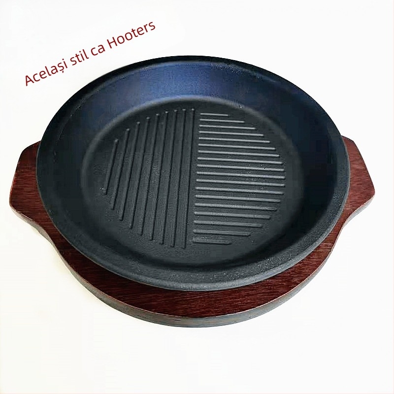 Tigaie grill din fontă pentru plite cu inducție, grea, antiaderentă, Teppanyaki