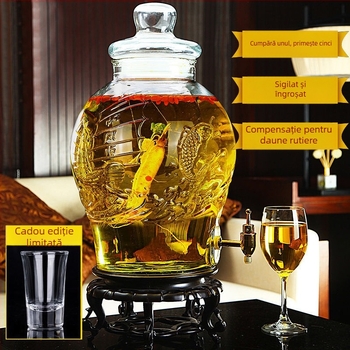 Sticlă de vin din sticlă cu robinet, 5 kg, borcan sigilat pentru vin de casă și vin medicinal