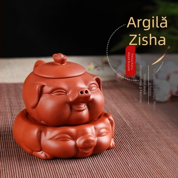 Set mini ceainic și cești din lut mov Yixing, cu farfurie pentru ceai, set Kung Fu de ceai