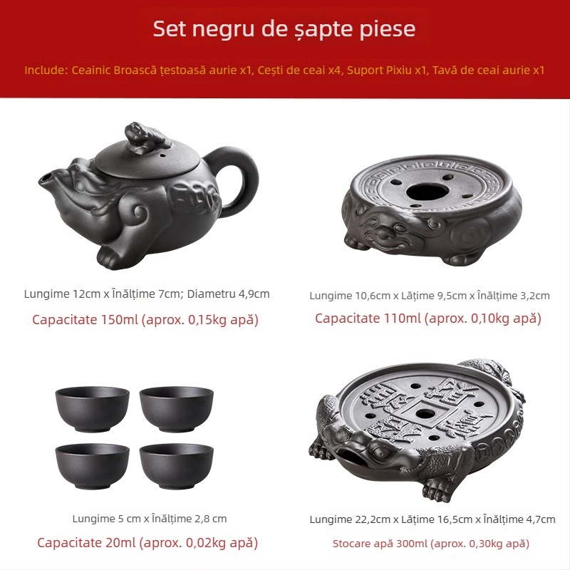 Set mini ceainic și cești din lut mov Yixing, cu farfurie pentru ceai, set Kung Fu de ceai