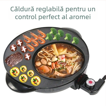 Oală electrică 2 în 1: oală cu grătar, antiaderent, pentru uz casnic, multifuncțional