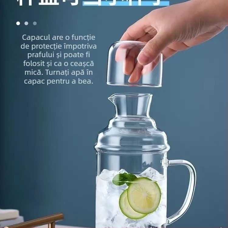 Carafă de suc din sticlă borosilikat, capac, capacitate mare, pentru uz casnic – set, stil retro