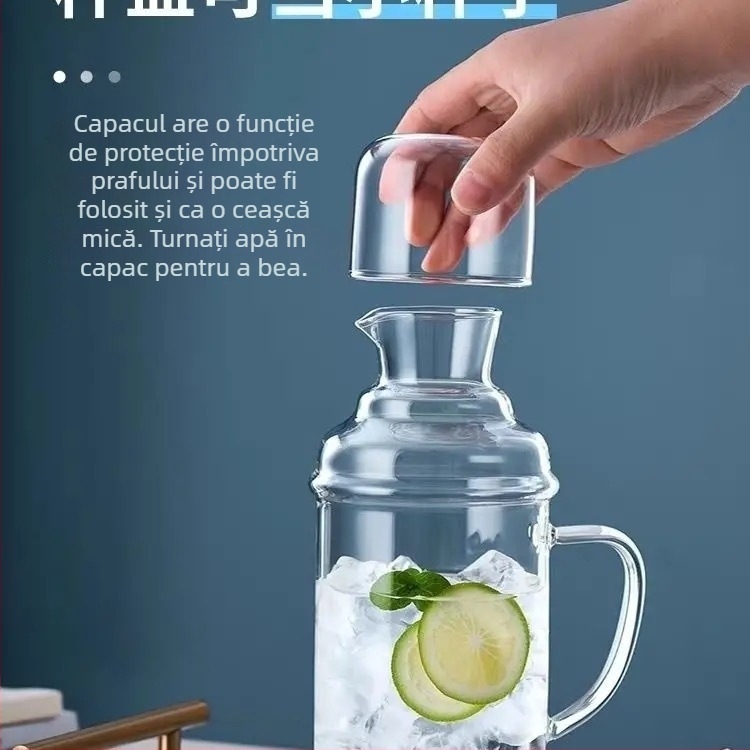 Carafă de suc din sticlă borosilikat, capac, capacitate mare, pentru uz casnic – set, stil retro