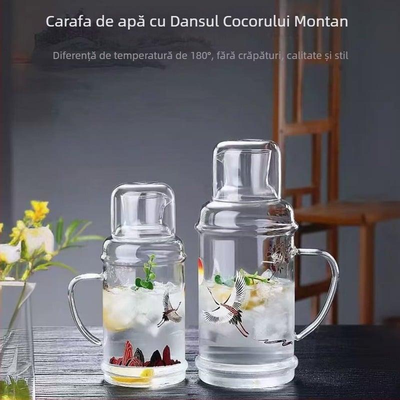 Carafă de suc din sticlă borosilikat, capac, capacitate mare, pentru uz casnic – set, stil retro