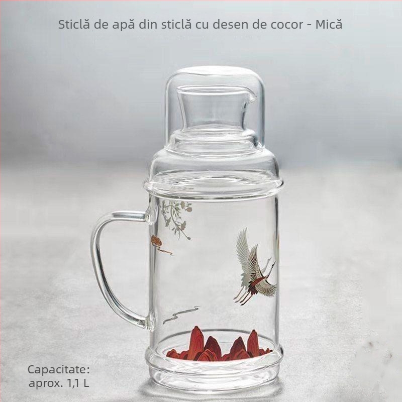 Carafă de suc din sticlă borosilikat, capac, capacitate mare, pentru uz casnic – set, stil retro