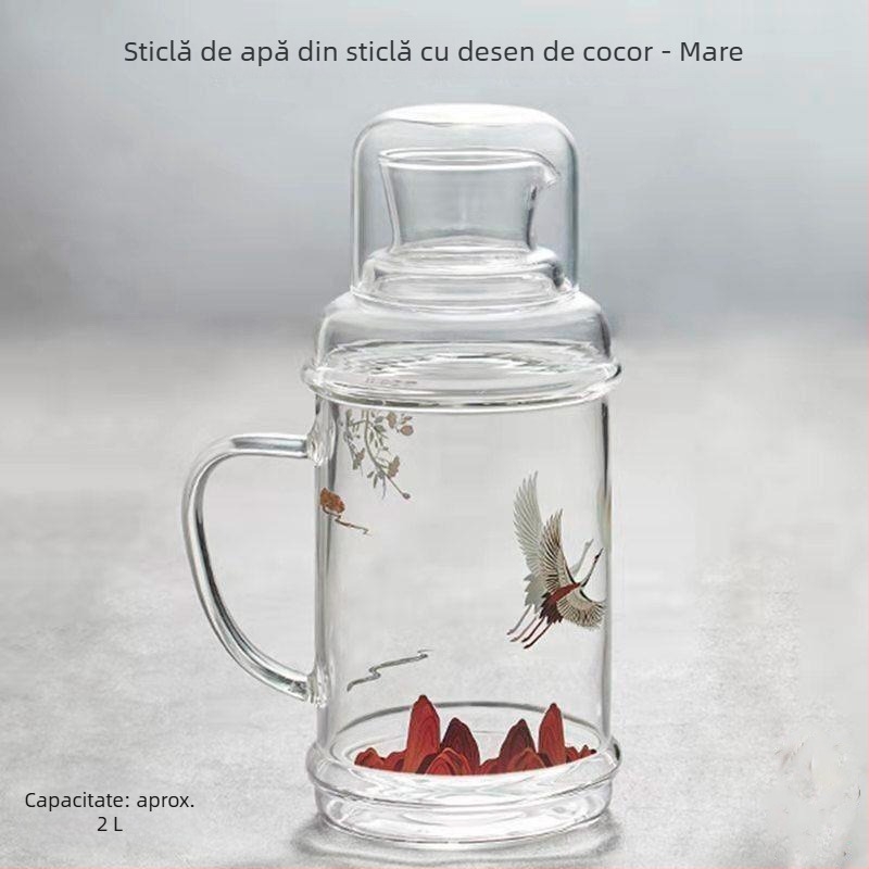 Carafă de suc din sticlă borosilikat, capac, capacitate mare, pentru uz casnic – set, stil retro