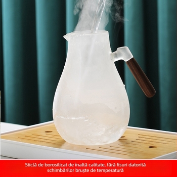 Set ceainic și cană din sticlă borosilicat pentru apă rece, textură ciocanată, capacitate mare, rezistent la temperaturi înalte