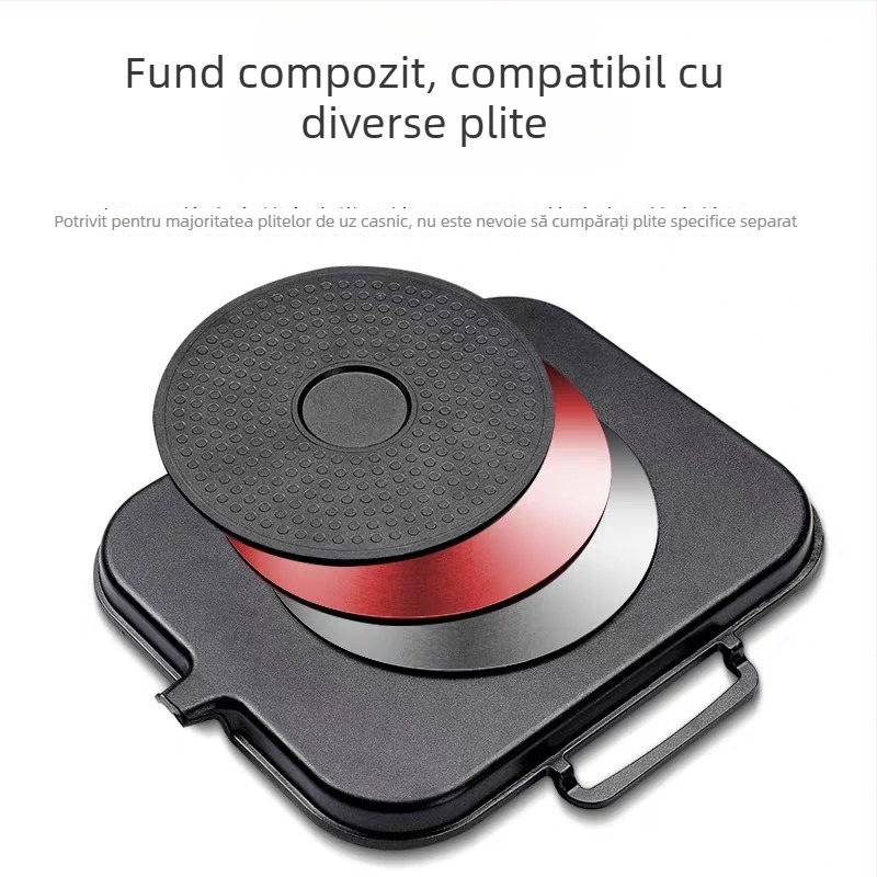 Tigaie de grătar în stil coreean cu piatră Maifan, antiaderentă, fără fum, pentru plite cu inducție, uz casnic și comercial, placă teppanyaki pentru grătar