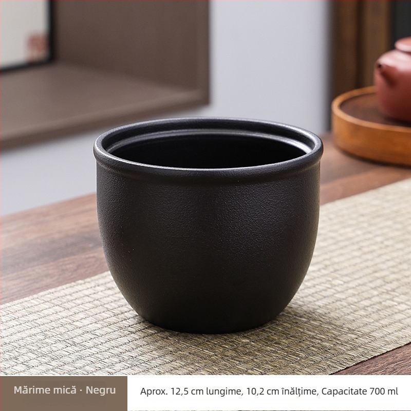 Recipient ceramic pentru zaț de ceai, cu capac filtrant, pentru birou
