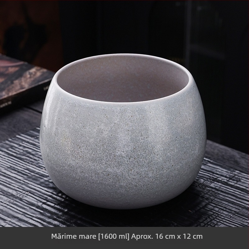 Recipient ceramic pentru zaț de ceai, cu capac filtrant, pentru birou