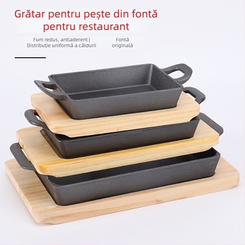 Tigaie-gril din fontă pentru pește, porție mică, compatibilă cu plitele cu inducție
