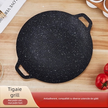 Placă de grătar cu piatră Maifan pentru exterior, tigaie din fier antiaderent pentru BBQ coreean și prăjire de steak, portabilă pentru uz casnic