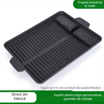 Tigaie electric pătrată pentru uz casnic, cu strat anti-fum, stil coreean de gătit.