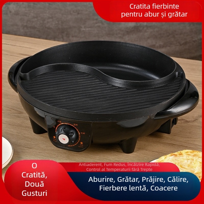 Oală electrică all-in-one cu hot pot și grătar – multifuncțional pentru Shabu-Shabu și grătar
