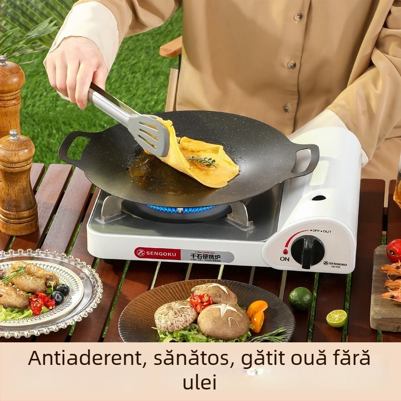 Placă Teppanyaki din piatră Maifan pentru grătar în aer liber, grill din fier pentru uz casnic