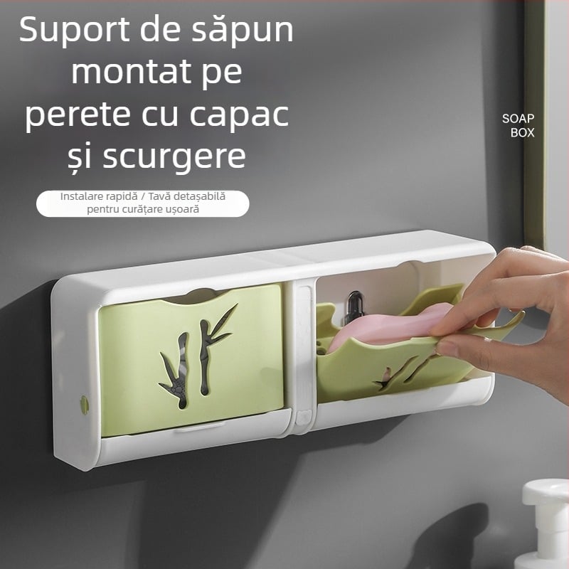 Cutie portabilă pentru săpun pentru spălătorie, mare, rezistentă la apă, fără găuri de montaj, cu design îngroșat, pentru depozitare creativă