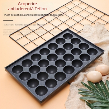 Tigaie grill Takoyaki cu 35 găuri, pentru bile de pește, cârnați, ouă de prepeliță și bile de caracatiță