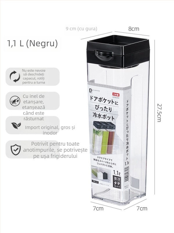 Sticlă de apă rece compatibilă cu frigider, ceainic și ceașcă pentru cold brew, cu etanșare