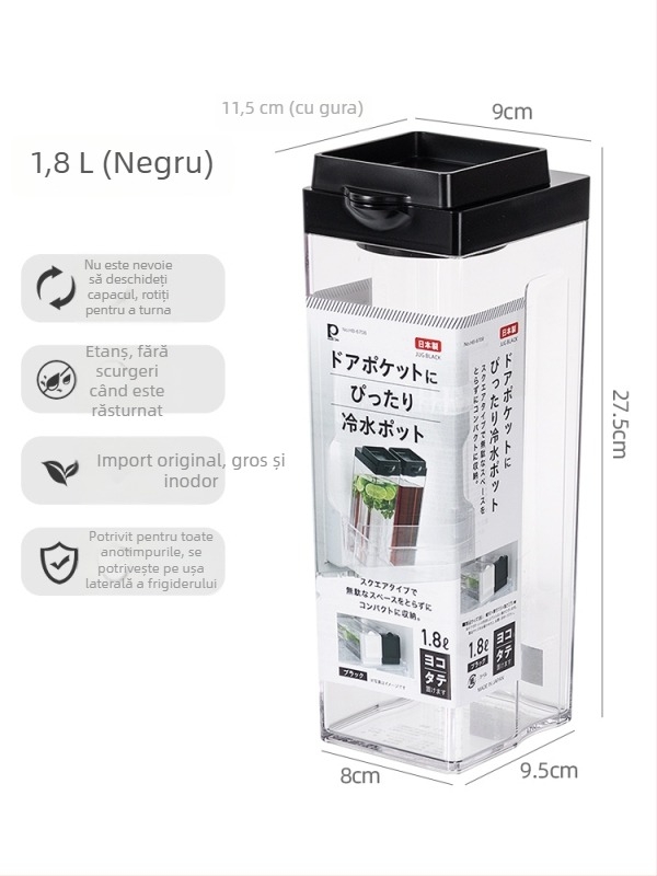 Sticlă de apă rece compatibilă cu frigider, ceainic și ceașcă pentru cold brew, cu etanșare