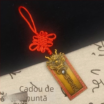 Nod chinezesc din aliaj cu dragon azuriu, pandantiv norocos pentru decorul sufrageriei