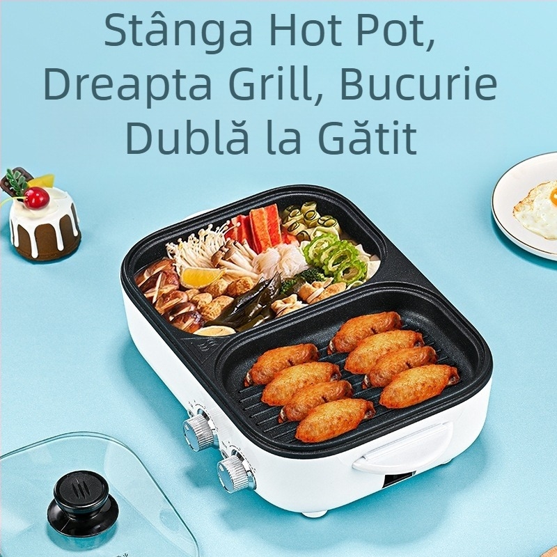 În stil coreean: grill electric și oală într-un singur aparat, oală roz compactă cu suprafață antiaderentă