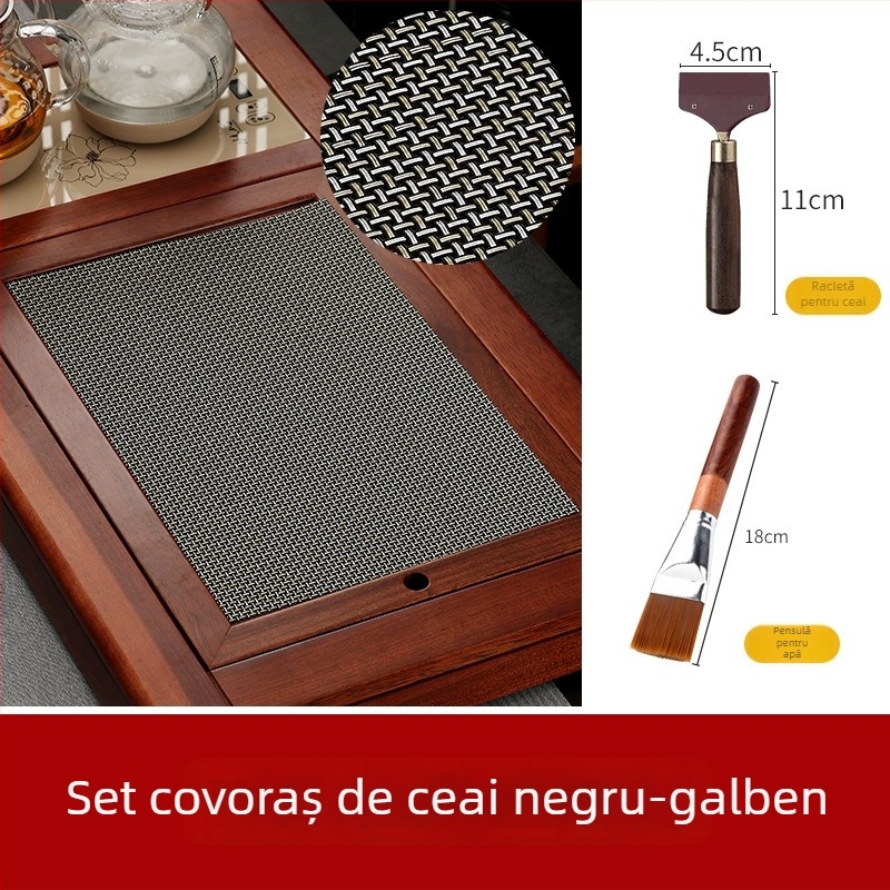 Accesorii pentru set de ceai Kung Fu: filtru pentru zaț de ceai, covoraș impermeabil pentru ceai, covor de bambus, masă de ceai și tavă de ceai, plasă pentru zaț