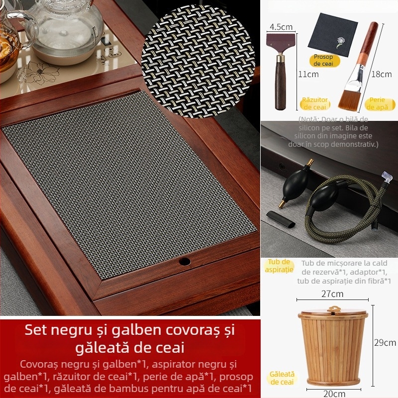 Accesorii pentru set de ceai Kung Fu: filtru pentru zaț de ceai, covoraș impermeabil pentru ceai, covor de bambus, masă de ceai și tavă de ceai, plasă pentru zaț